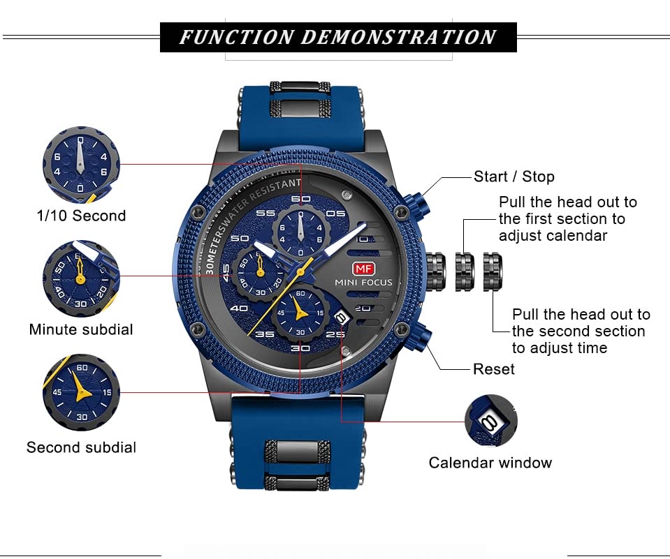 Image of AIMES Mens Watches Chronograph Waterproof Sport Military Watch for Men Analog Quartz Movement Stylish Wrist Watch Elegant Gift Watch for Men