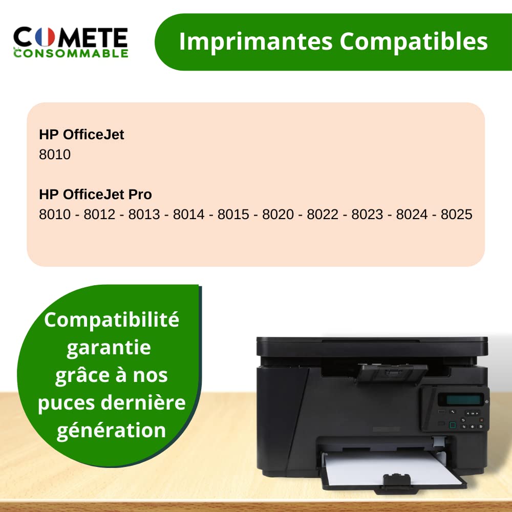 COMETE Cartouches d'encre Compatibles avec HP 912XL - Lot de 4 Puce avancée