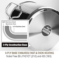 Vista 5 de HOMICHEF OLLA STOCK POT GRANDE DE 24 CUARTOS DE GALÓN CON TAPA - Batería de Cocina Stockpot de Acero Inoxidable Sin Níquel de 24 Cuartos de Galón