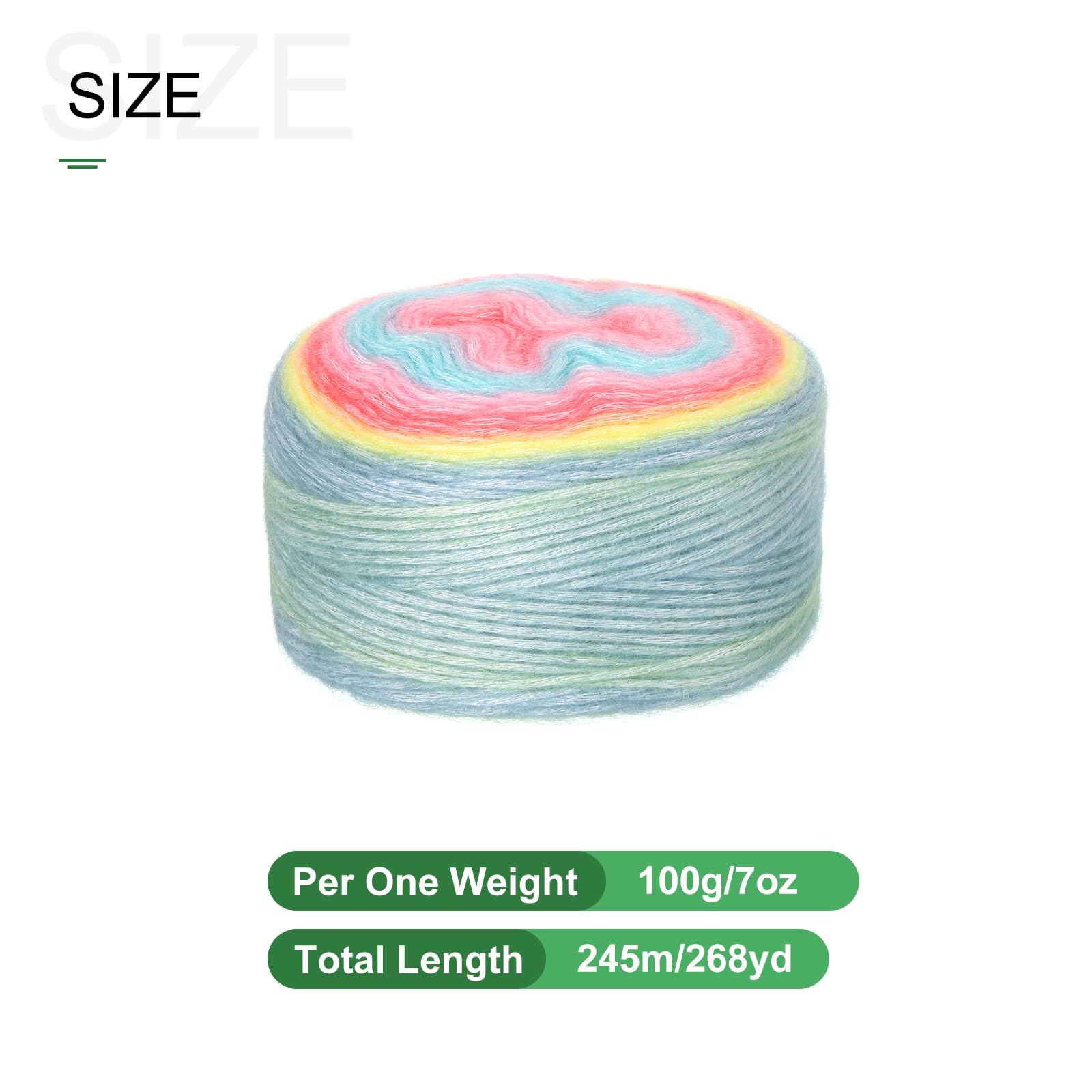 METALLIXITY Gradient Cake Cotton Yarns(100g/7oz) 3Pcs, Wool Flowers Yarn, Mixed Yellow Green - Image 2