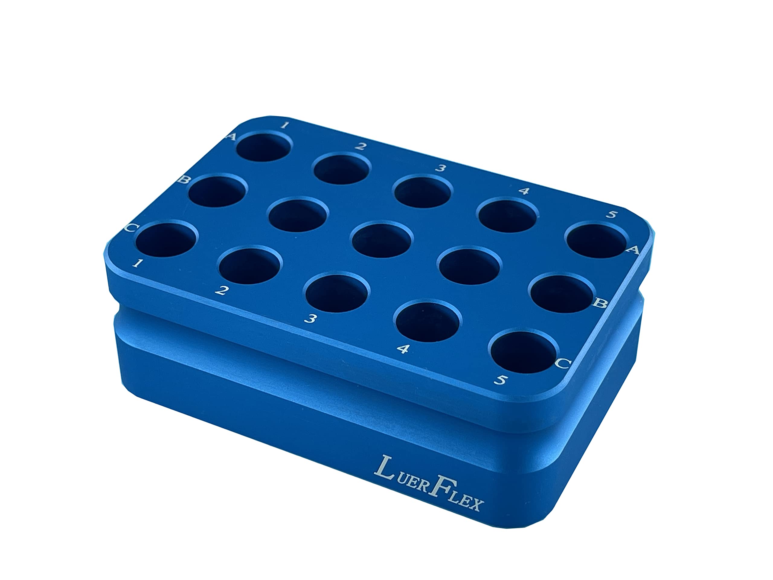 LUERFLEX Aluminum Cooling Block Tube Rack, 15 Wells for 2 ml Cryogenic Vials and Tubes