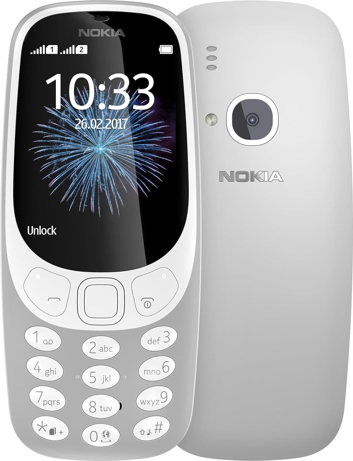 Nokia 3310 Dual Sim portable avec caméra intégrée et design rétro gris