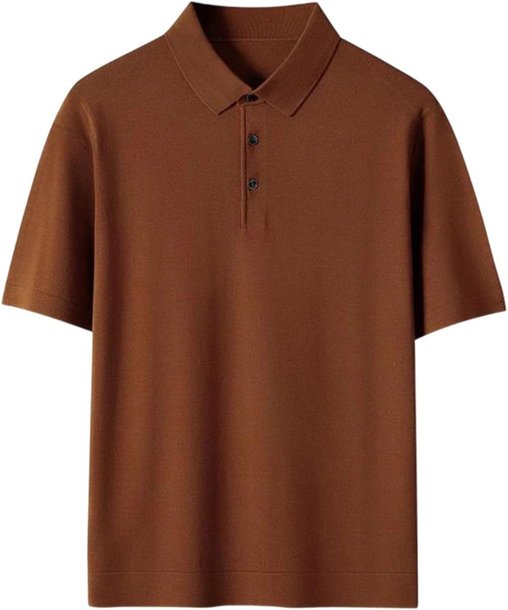 Men's Knitted Polo Sweaters Half Sleeve Pullover Turndown Collar Casual Fashion Tops for Warm Weather Daily Wear