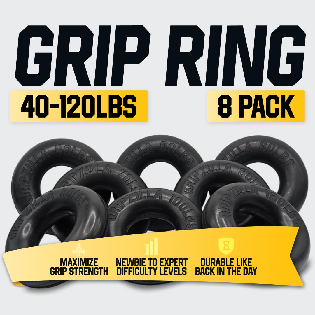 GRIPZILLA Grip Strength Trainer Grip Rings 8-Pack (40-120lbs