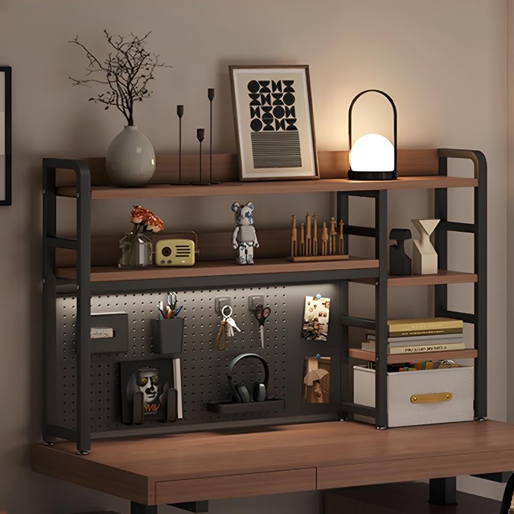 Amazon.co.jp: Hoshinoi 卓上ラック 机上ラック 有孔ボード付き デスク