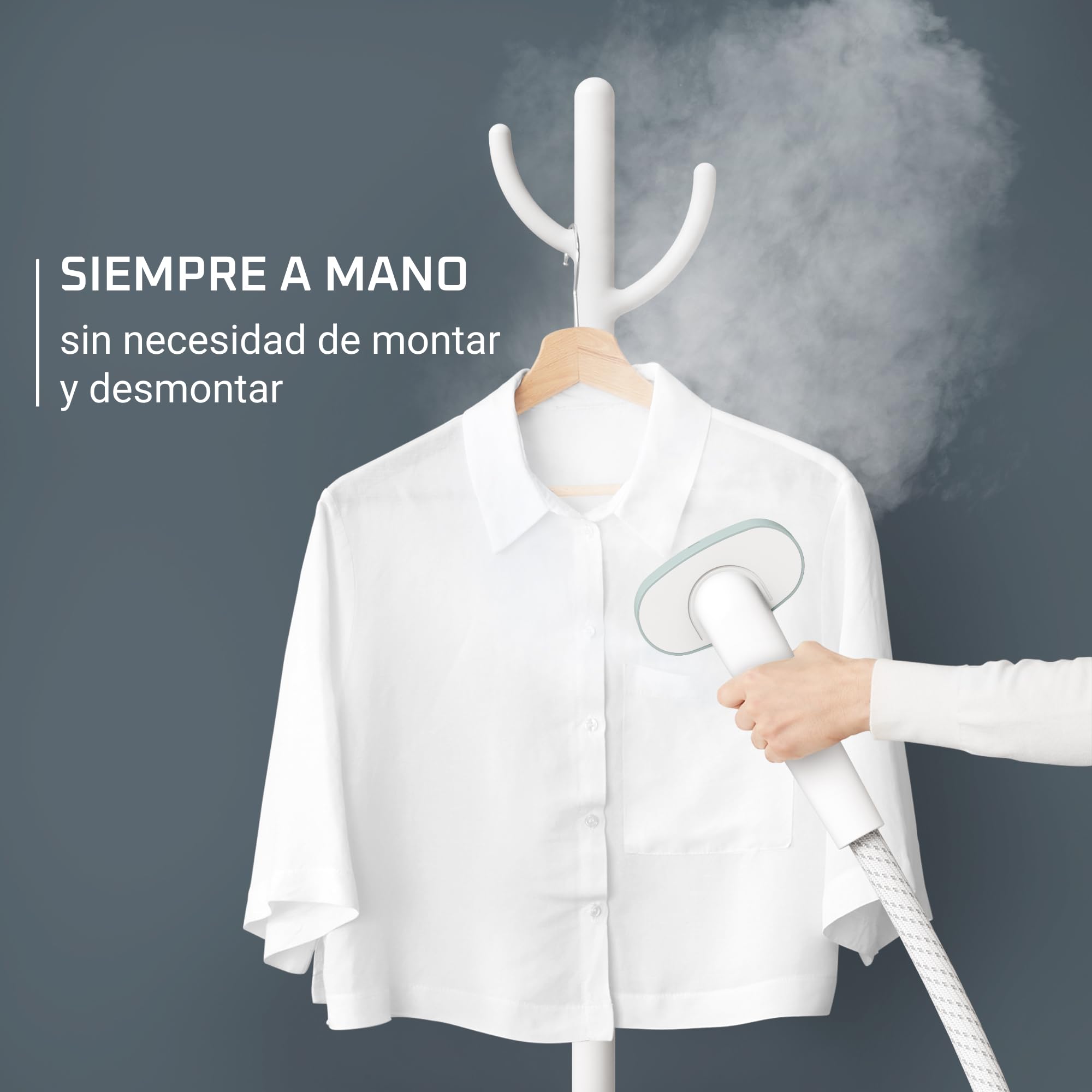 Rowenta Plancha de vapor Origin Home - Steamer de pie de 2000 W, modo Eco, incluye colgador de ropa, listo en 45 s, salida de vapor continua de hasta 42 g/min, potente vapor desinfectante, IS3274
