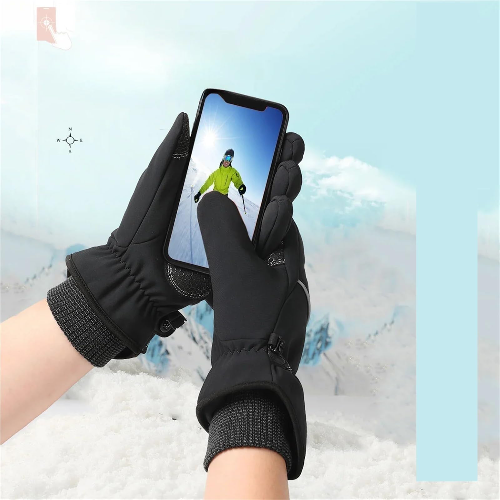 1 Paar Winterhandschuhe, wasserdicht, Winddicht, for Herren und Damen – warme Handschuhe for kaltes Wetter, Fahren, Radfahren, Laufen, Klettern(Blue)