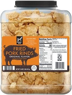 Member Mark Original Fried Pork Rinds, 16 oz – Crunchy Chicharrones Snack, Gluten-Free, Low Carb, High Protein, Keto Friendly, Classic Pork Cracklings, Family Size Bag for Party,
