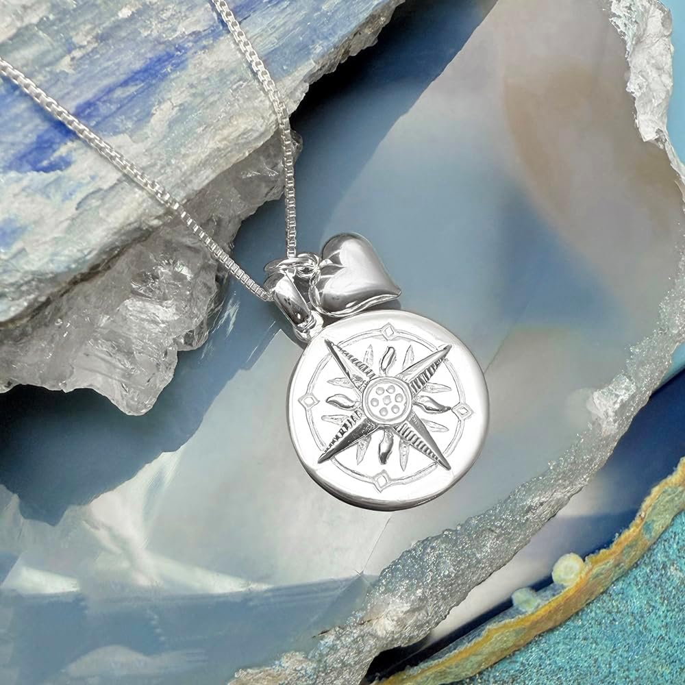 Alexandreasjewels Compass Necklace Sterling Silver, Graduate Gift, Go Confidently in the Direction of Your Dreams, Graduation Gift Necklace, 18 inches
