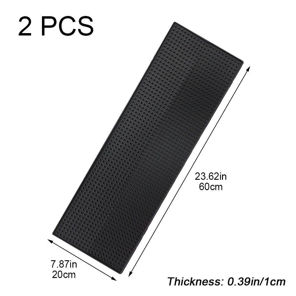 2 alfombrillas negras de 60 x 20 cm antideslizantes para barras de café y whisky, alfombrilla de secado de platos y alfombrilla de derrames para bares y restaurantes
