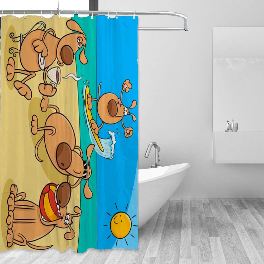 Rideau de douche anti-moisissure pour baignoire familiale motif chiens