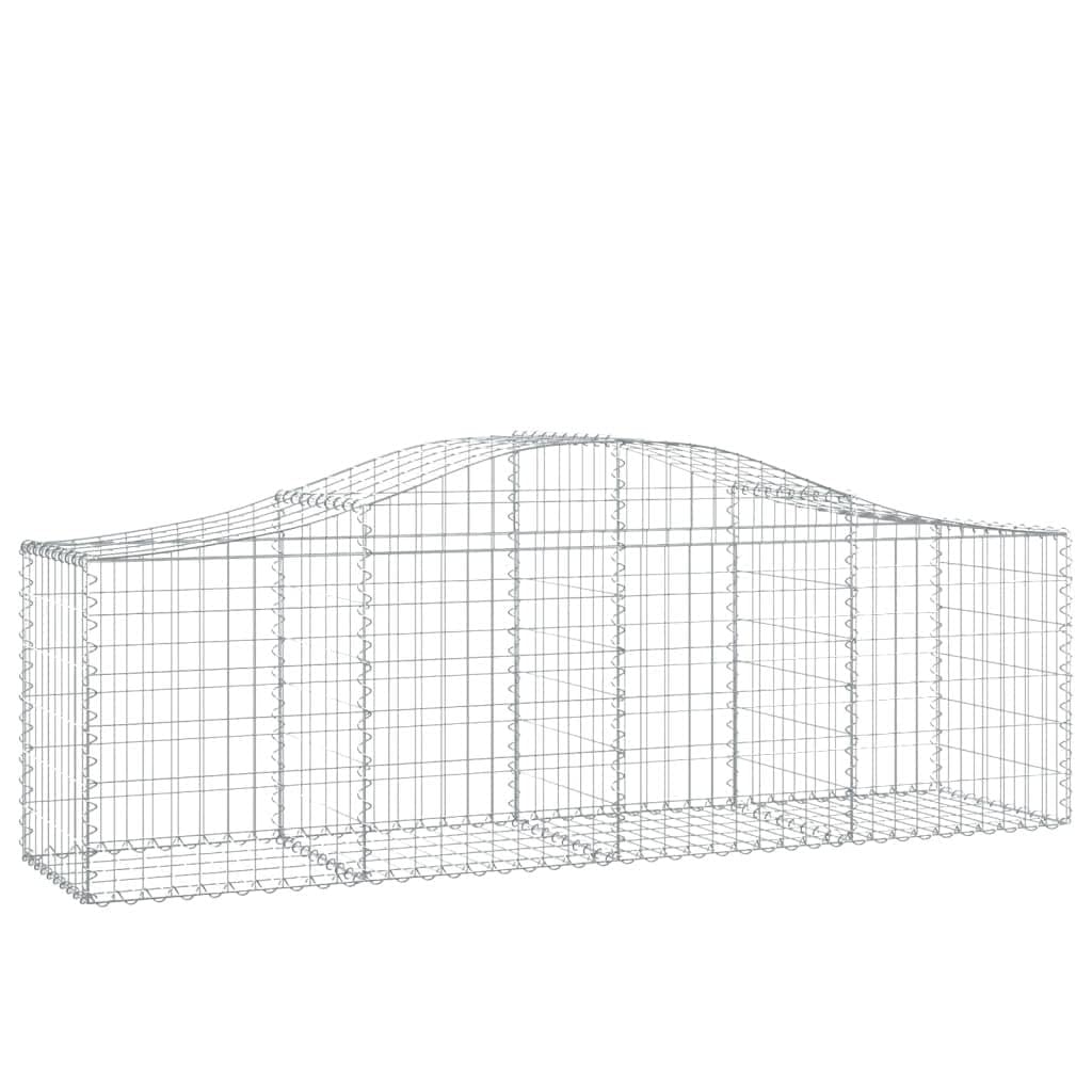 Gabions avec arche haute de jardin insonorisantes et brise-vue minéral en fer 200x50x60/80 cm
