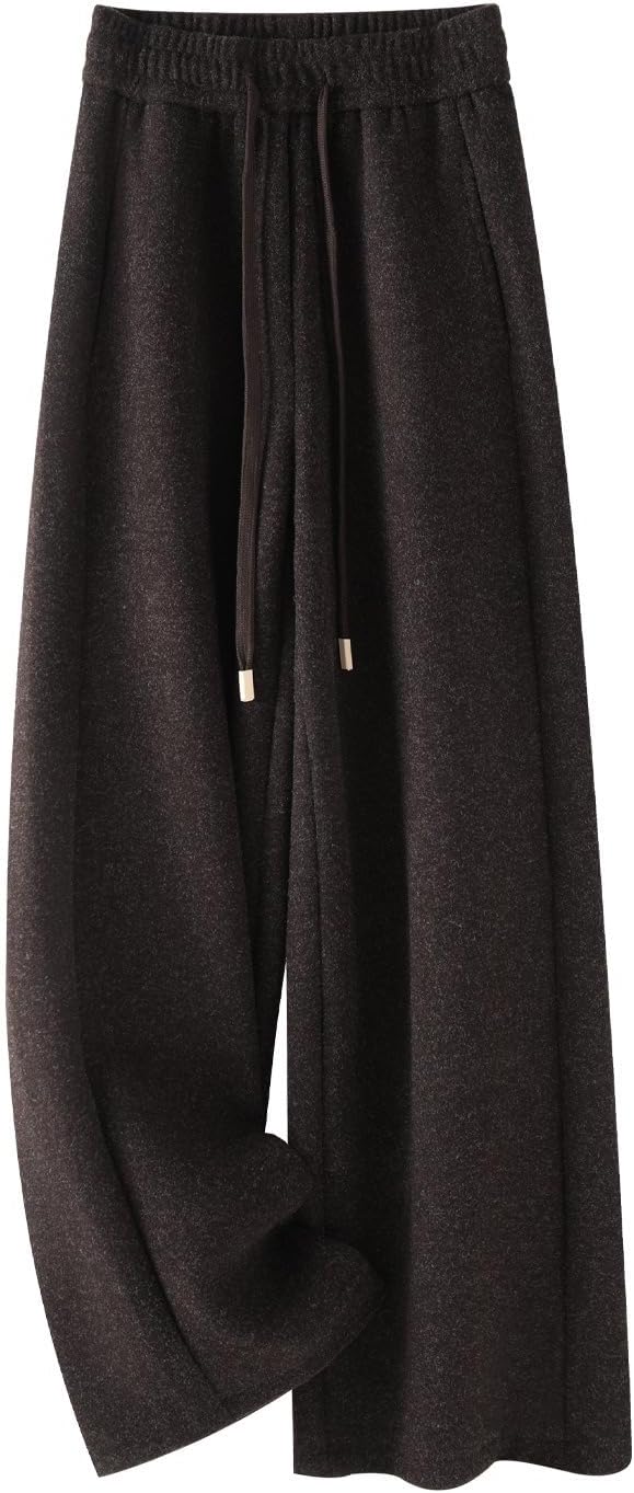 Women's Fall High Waist Loose Drape Straight Leg Wool Blend Wide Leg Long Pants