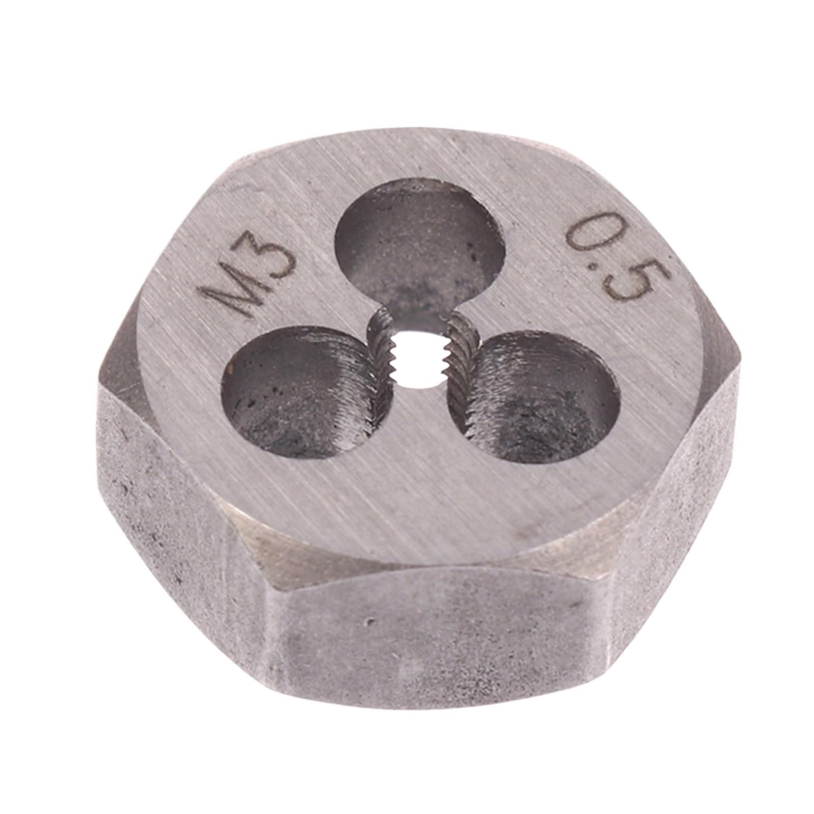 Xchiaueo M3x0.5 Metric Thread Hexagon Die Hex Cutting Threads Screw Hexagonal Dies M3*0.5 M4*0.7 M5*0.8 M6*1.0 Hand
