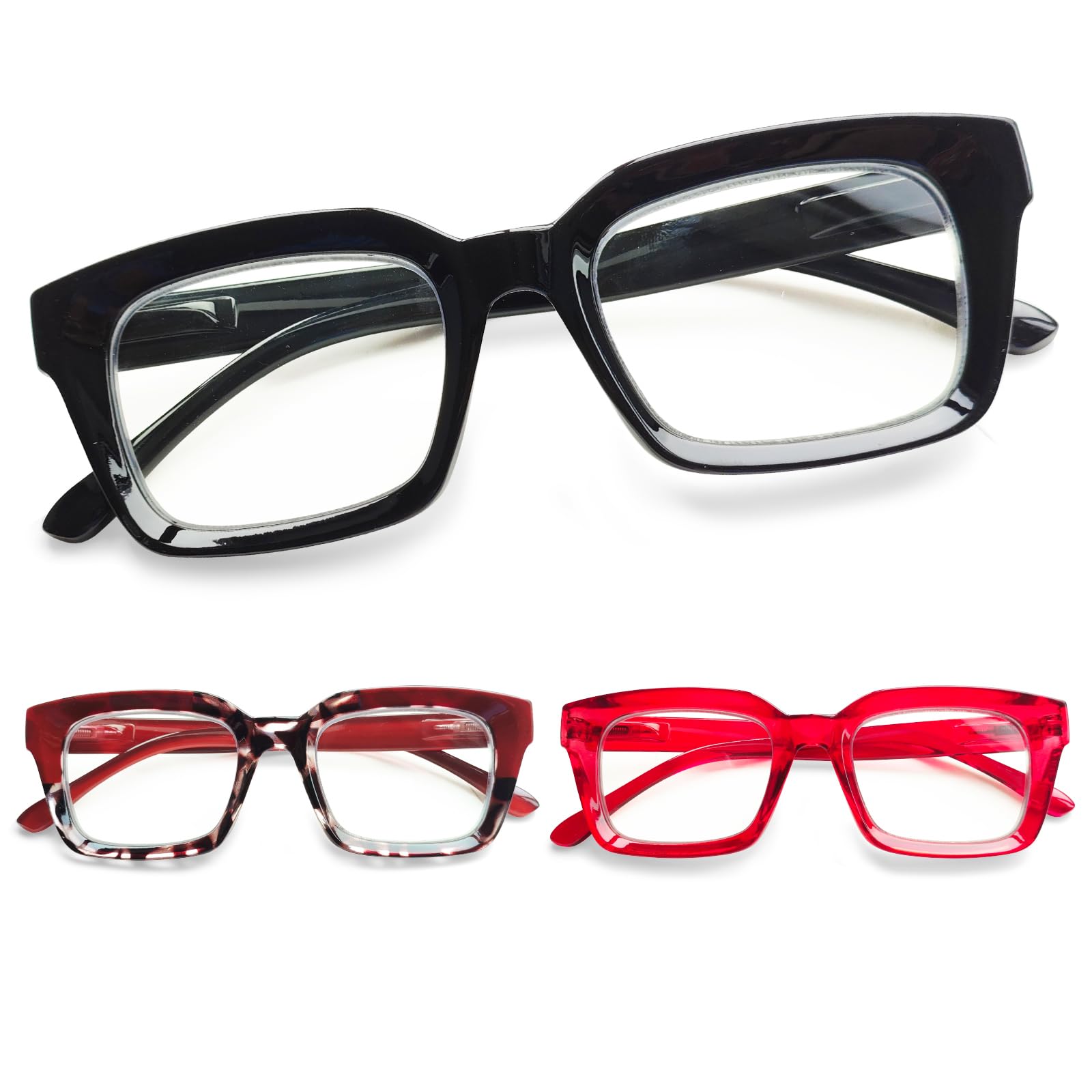 JOSCHOO 3 Pack Reading Glasses Blue Light Blocking Computer Spring Hinge Readers for Women Men