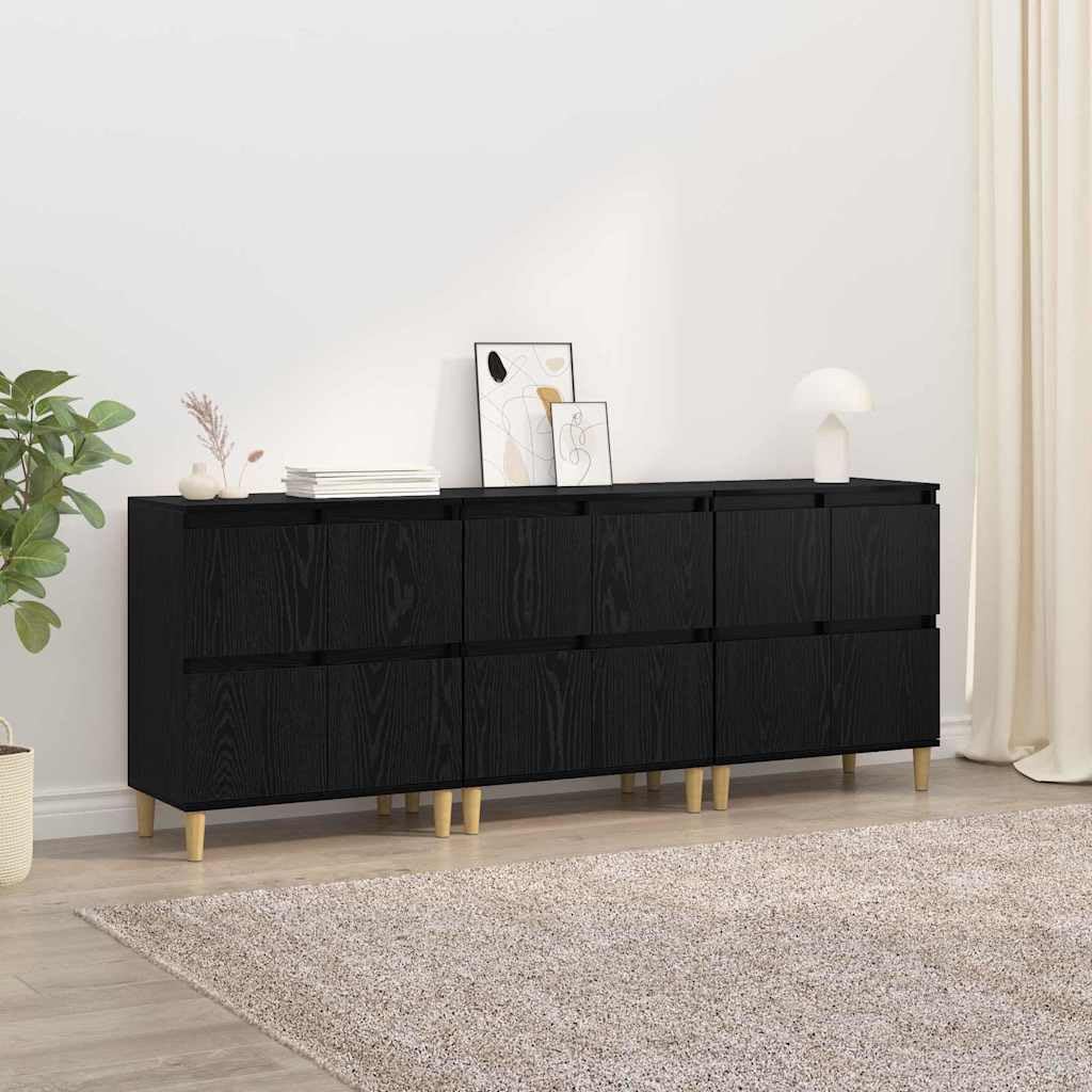 Aparadores de madera de roble negro con doce puertas de sofisticación contemporánea
