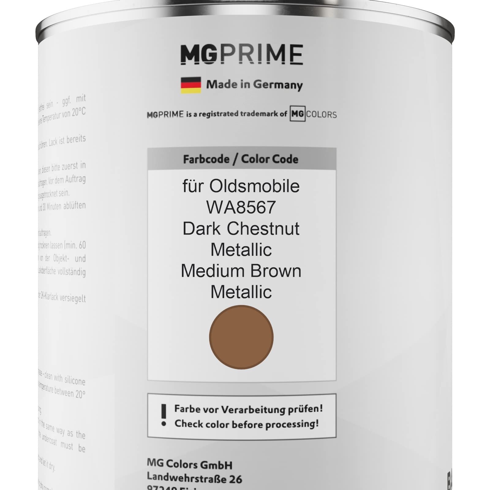 MG PRIME Lakier samochodowy Zestaw puszek dla Oldsmobile WA8567 Dark Chestnut Metallic/Medium Brown Metallic Lakier bazowy 2K Utwardzacz do lakieru bezbarwnego gotowy do natrysku 2,5L