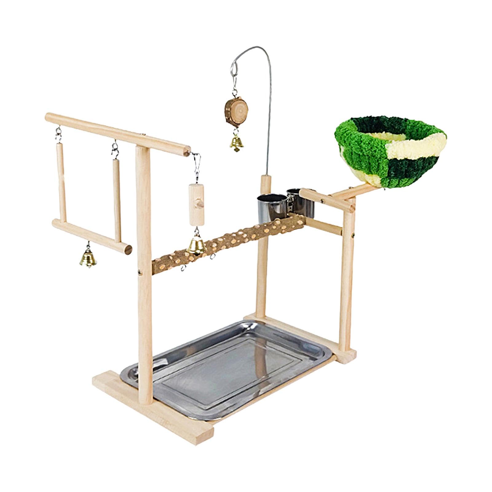 Bird Playground Stand | Bird Perch Stand For Cage,Natural Wooden Conure, Budgie, Lovebird Stand Activity Play Center Claw Grinding Toy