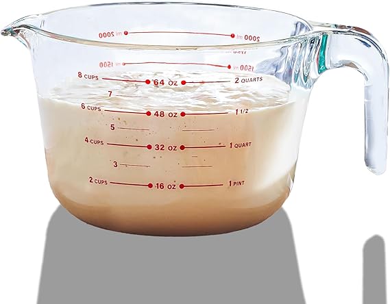 8 Cup Large Glass Measuring Cup - Kitchen Mixing Bowl Liquid Measure Cups Glass Tupperware Bakeware Set, Punch Bowl, Batter Bowl.