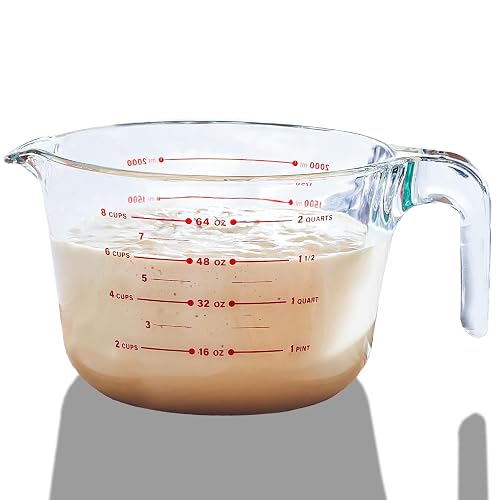 8 Cup Large Glass Measuring Cup - Kitchen Mixing Bowl, Liquid Measure Cups, Glass Bakeware Set, Punch Bowl