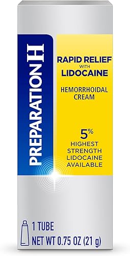 Miniatura 1 de Preparation H Crema de alivio rápido para hemorroides con lidocaína, alivio anestésico para hinchazón, dolor, ardor y picazón, tubo de 0.75 onzas