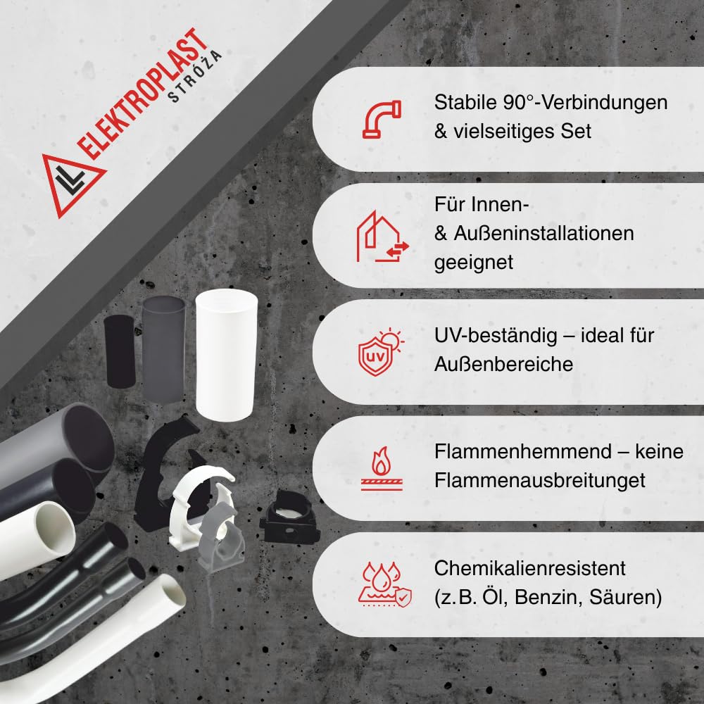 ELEKTROPLAST PVC Installationsrohr M18 15m Schwarz, Aufputz, UV Beständig
