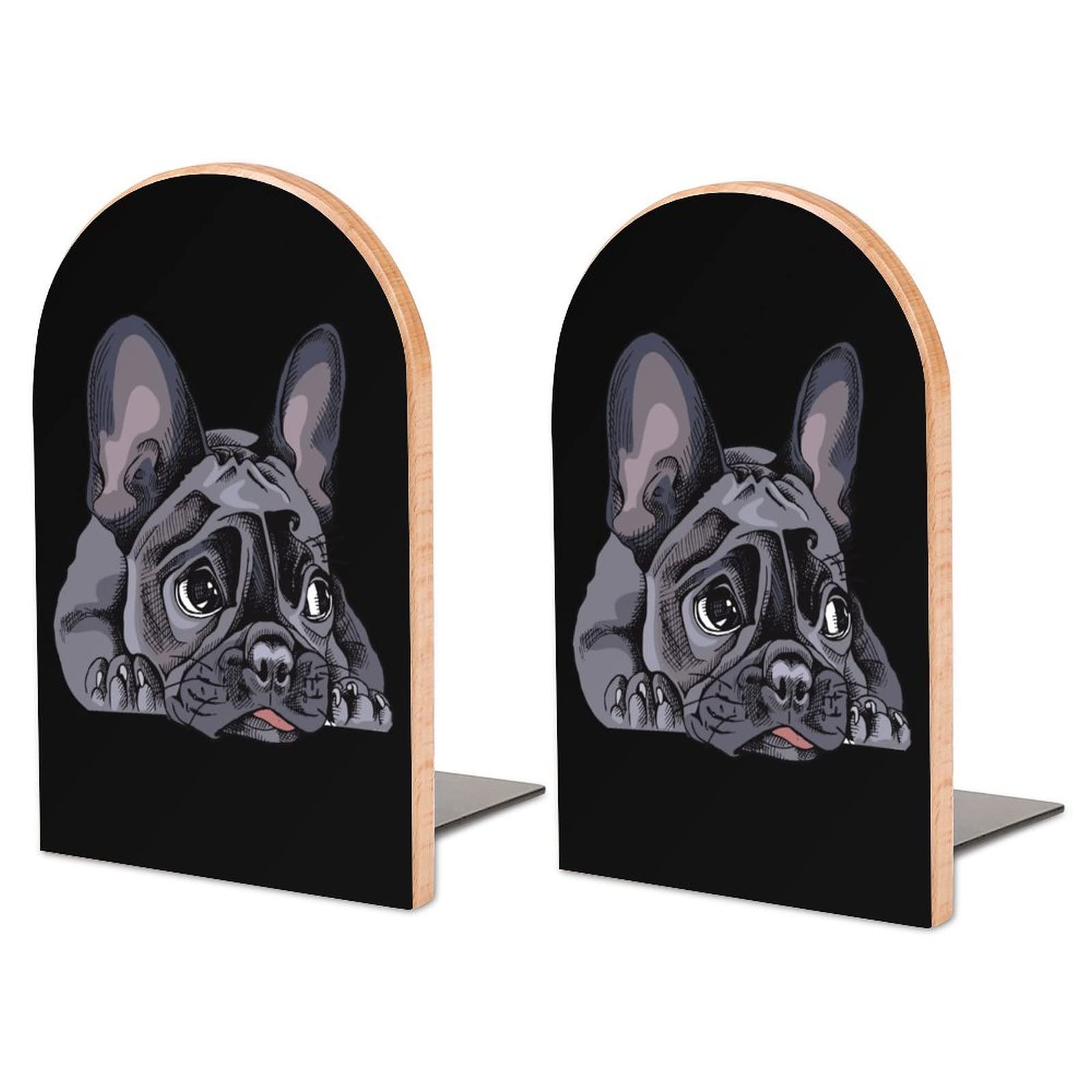 French Bulldog Portrait Bookends Heavy Duty Book Stand 1 Pair for Home Office Shelves Decorative