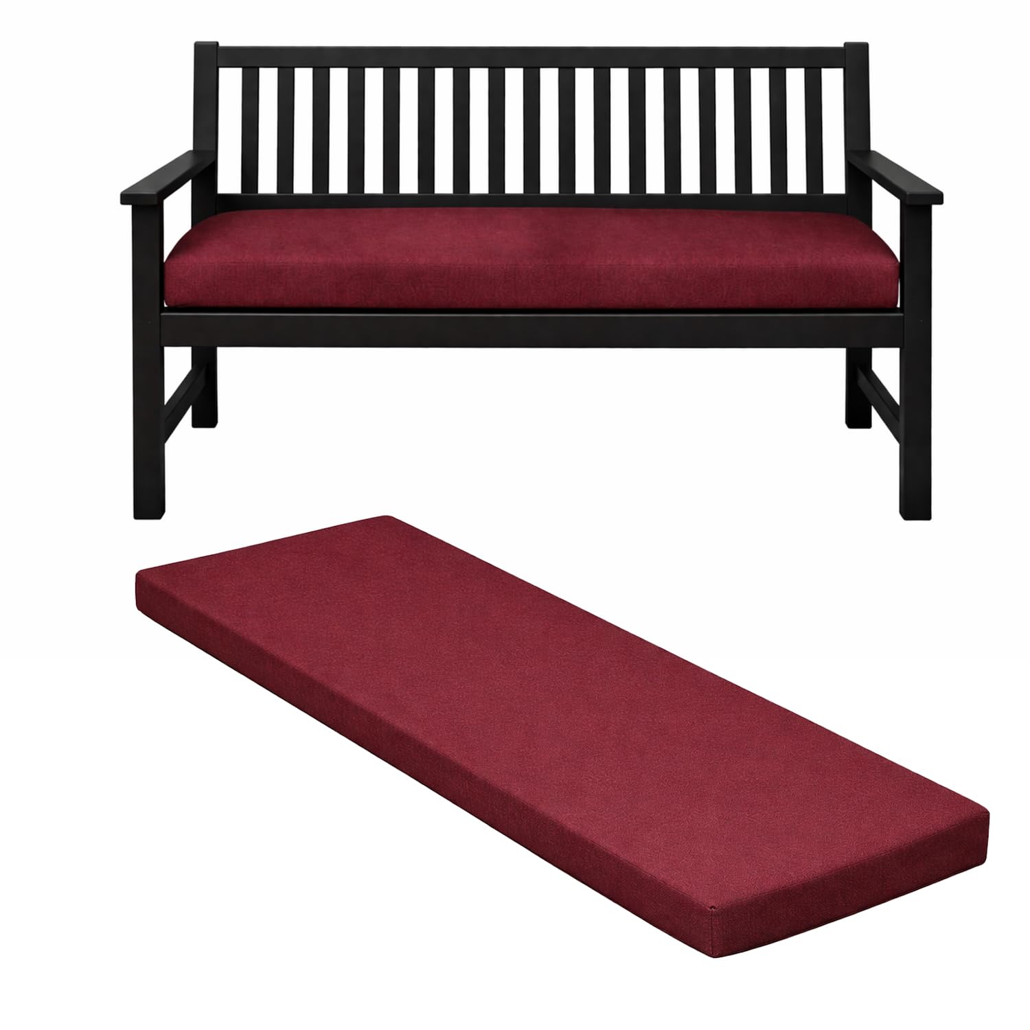 Pinkfairy Garden Bench Cushion for 2/3/4 Seater – Thick Comfortable Seat Pad for Patio Furniture, Kitchen & Dining – Water-Resistant Polyester Cushions for Indoor & Outdoor Use (Burgundy, 4 Seater)
