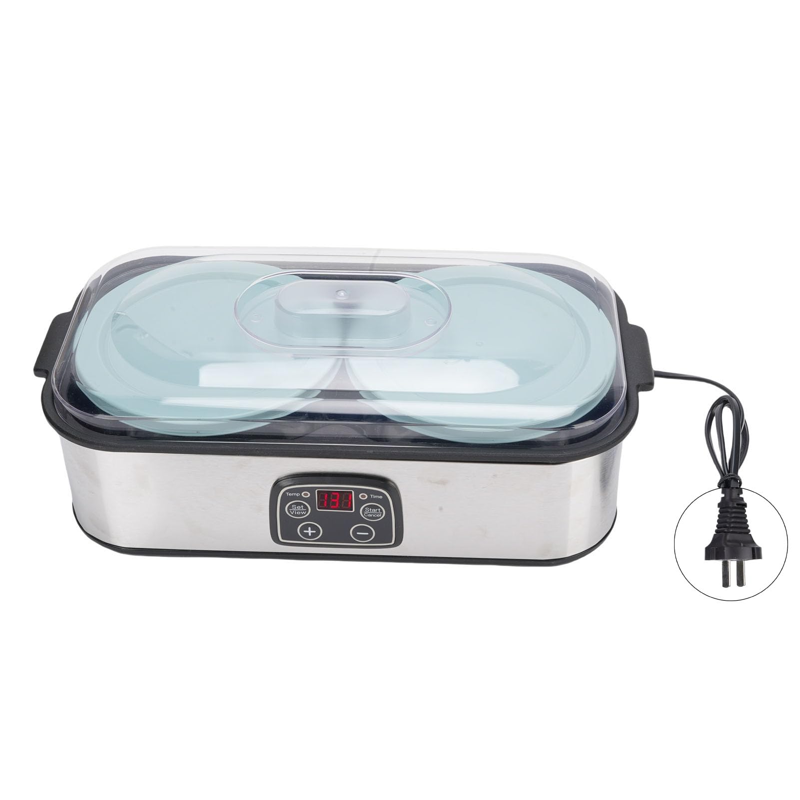 Joghurtbereiter mit Timer, 2 l digitale Joghurtmaschine mit 2 Gläsern und LCD-Display, 0–48 Stunden Timer und konstante Temperaturregelung für Zuhause, 110 V/220 V