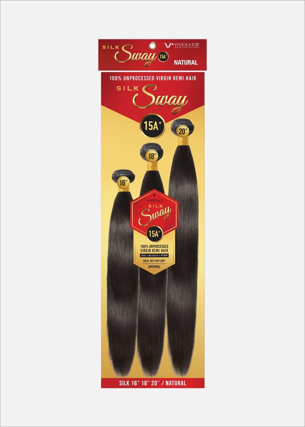 Vivica A. Fox SILKY SWAY Straight Silk 100% Unprocessed Virgin Remi Hair Multi-pack Bundle Hair - Natural Color (16/18/20 inch)