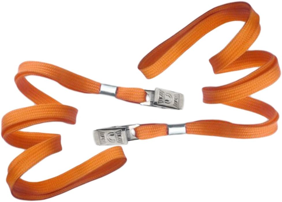 Orange Blank Flat Nylon Neck Lanyards/Straps/Strings with Bulldog Badge Clip Attachment for Office ID Name Tags and Badge Holders