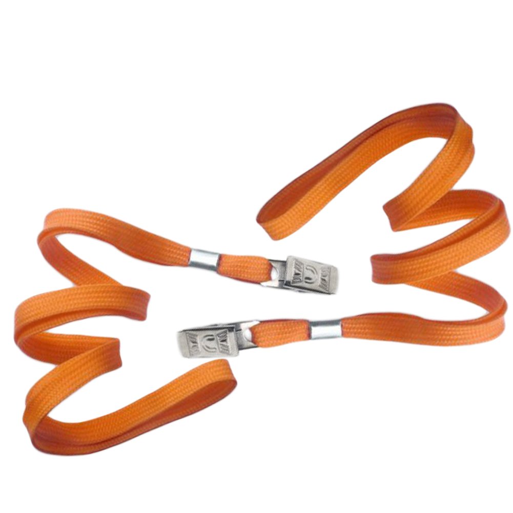 Orange Blank Flat Nylon Neck Lanyards/Straps/Strings with Bulldog Badge Clip Attachment for Office ID Name Tags and Badge Holders