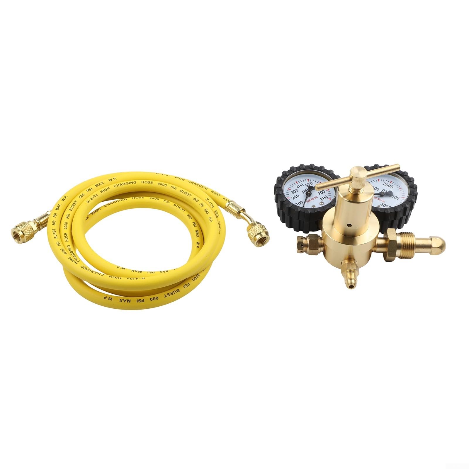 Regulador de presión de nitrógeno de latón con manómetro para G5/8 y CGA580 Kit de conexión incluye manguera de 2 m para sistemas de control de gas industriales y de laboratorio de alta presión (B)