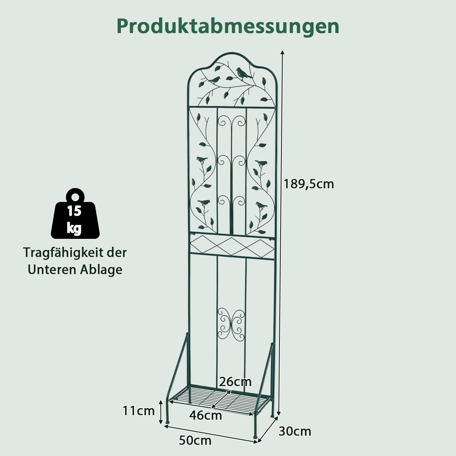 COSTWAY Rankgitter Metall, 3 in 1 dekorativer Gartenzaun & Blumenregal & Pflanzstütze, freistehende Rankhilfe mit Sockel, Spalier Garten, Rankspalier für Kletterpflanzen Blume Gemüse (Grün,1 Pack)