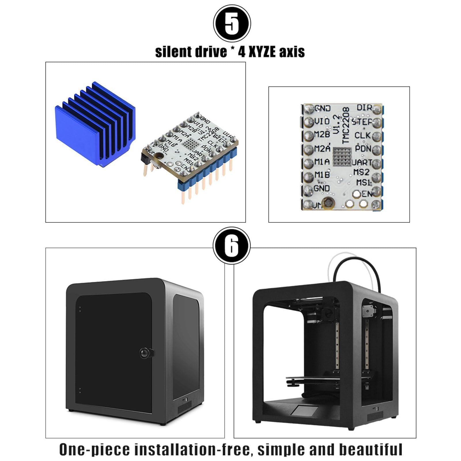 Stampante con livellamento 3D completamente automatico, sistema di stampanti 3D FDM chiuso, alta velocità 300 mm/s, con touch screen da 3,5 pollici, volume di stampa 220×200×200 mm