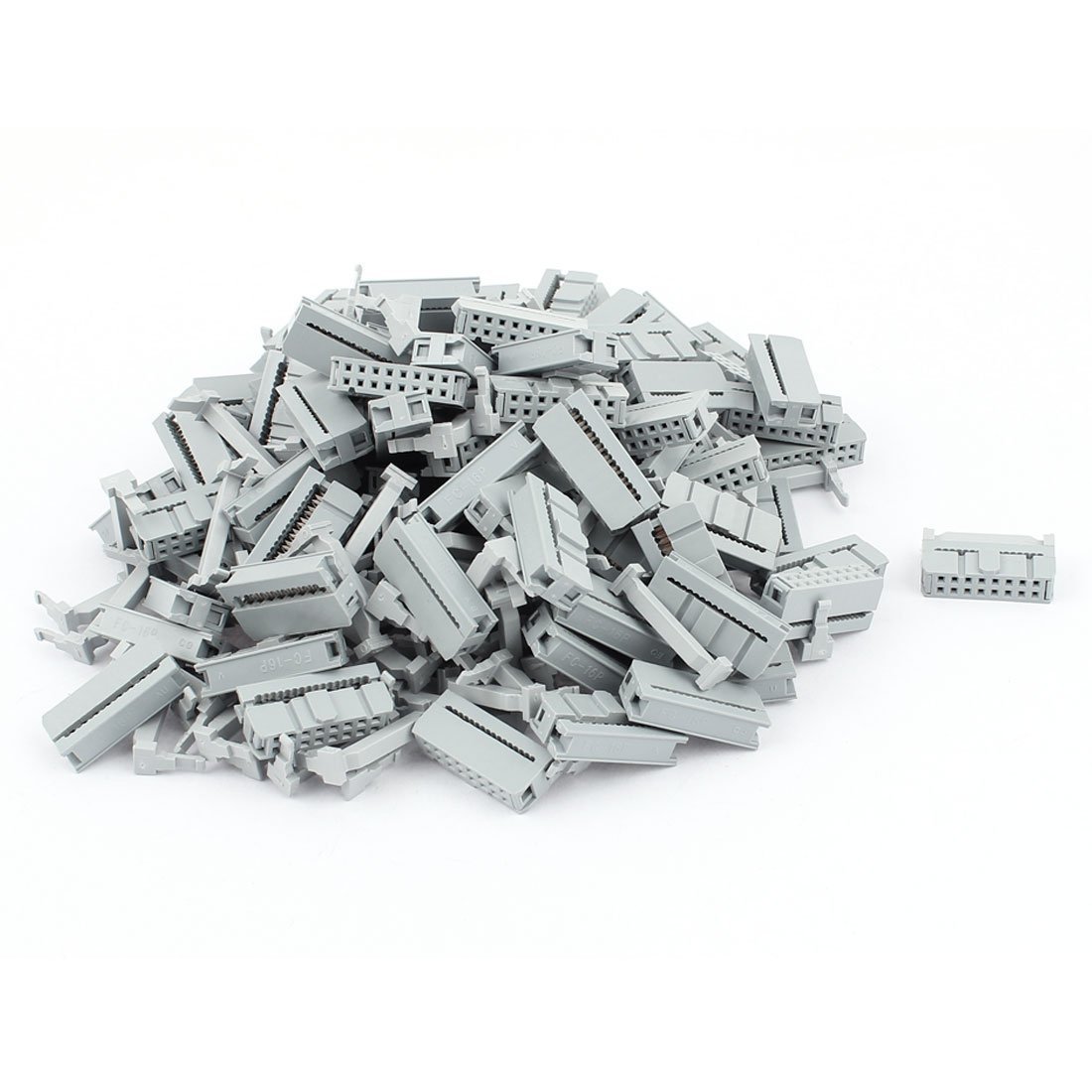Imported 100 Pcs 2 Rows FC-16P Flat Cable IDC Socket Connector w Strain Relief_102003