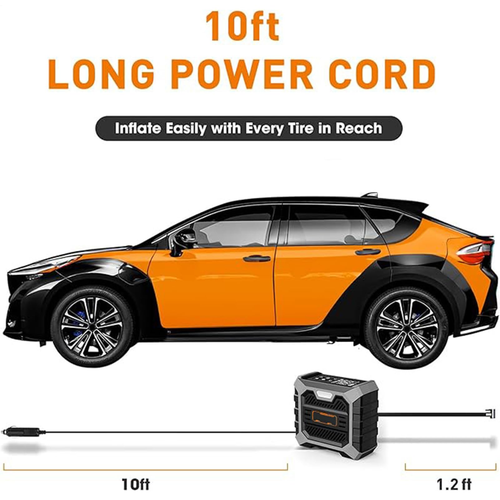 Compressore d'aria portatile per pneumatici, con display digitale automatico e spegnimento automatico, 150 psi, per berline, SUV, moto, minivan, pick-up