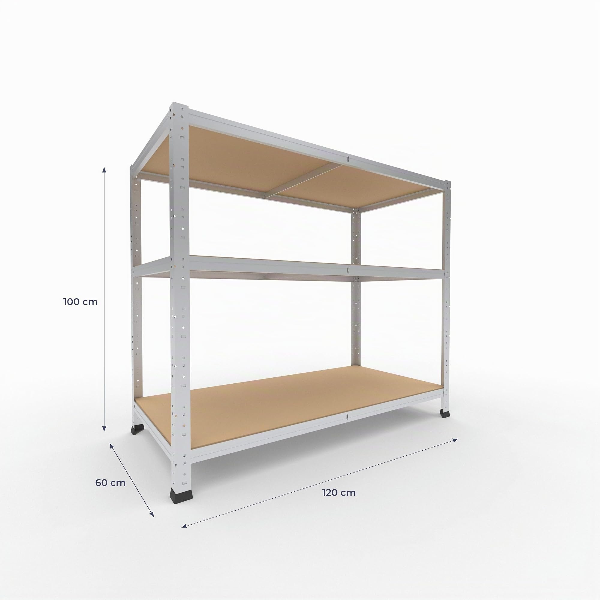 shelfplaza® 100x120x60cm Home Schwerlastregal verzinkt/Metallregal mit 3 Böden/Kellerregal Metall, Garagenregal, Werkstattregal oder Regal Lagerregal/Steckregal Metall mit 175kg Tragkraft