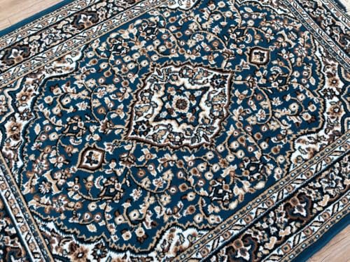 Image of TTC THREAD & TEXTURE CARPET Traditional Comfort: Power-Loomed Carpets for Living Room- Every Space Area Rug Color Blue Size 6x8 Feet (180x235cm)