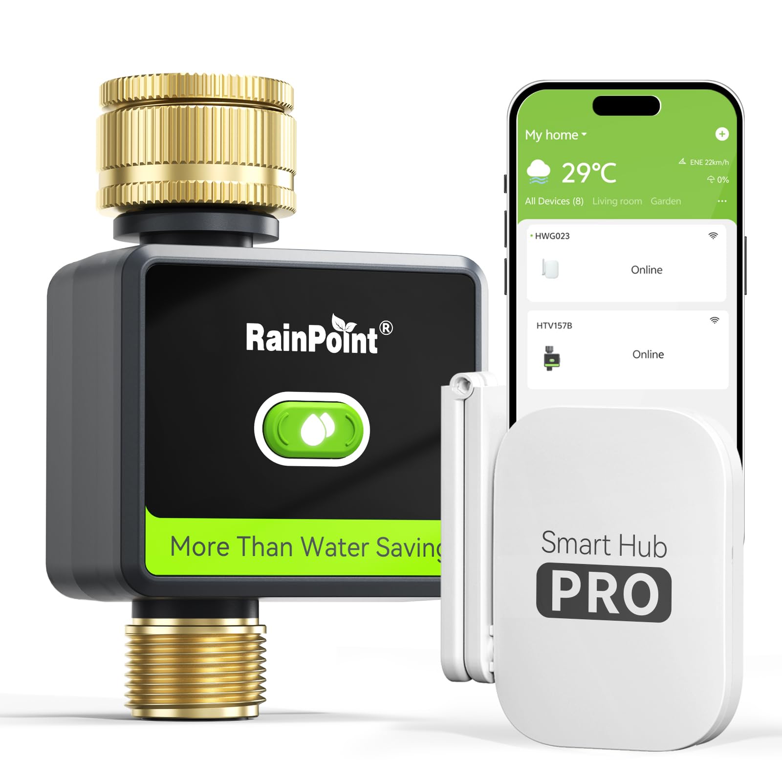 RAINPOINT Programmateur Arrosage WiFi en Laiton, Minuteur Intelligent avec App et Commande Vocale