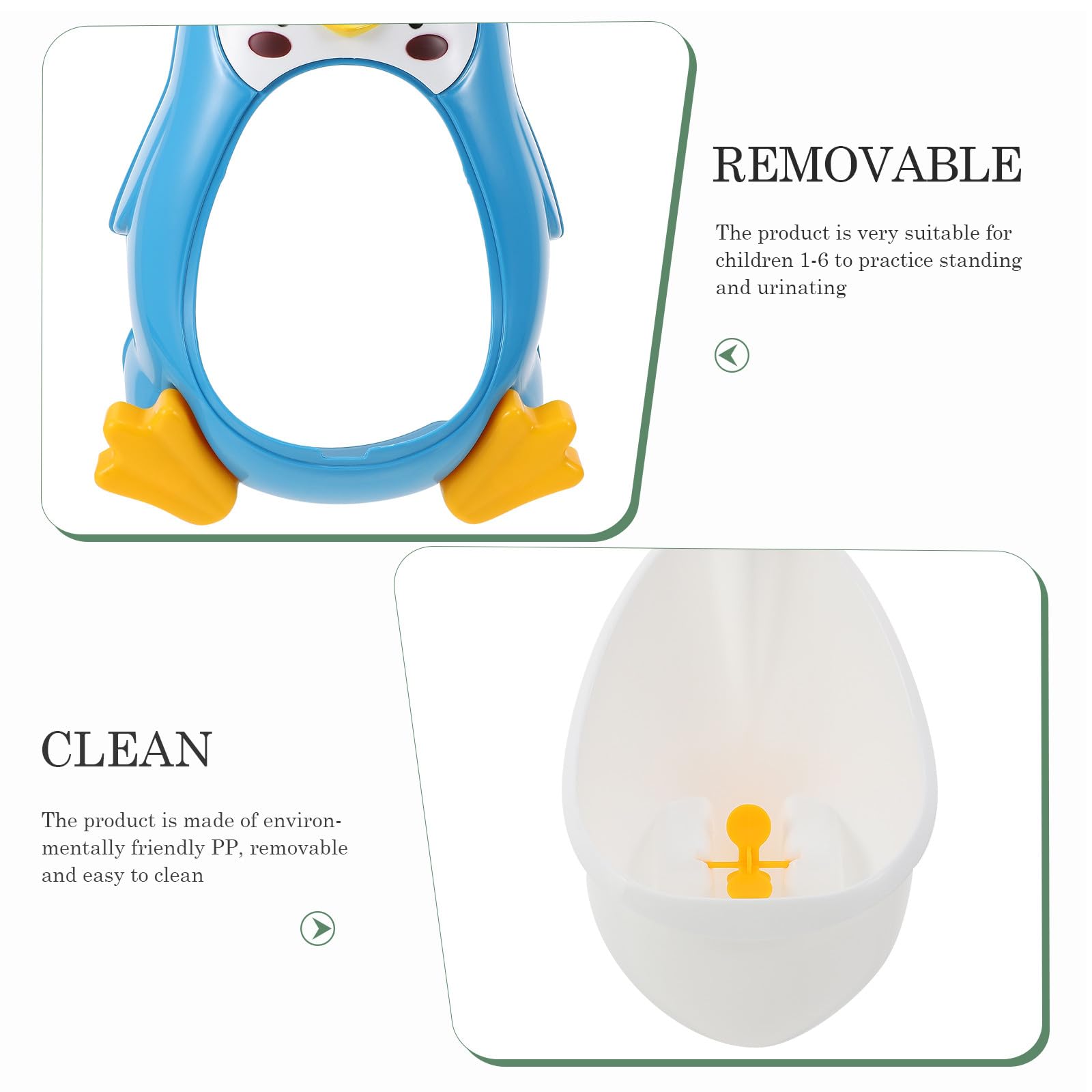 Vaguelly Urinal Leicht zu Reinigen und Bequem zu Benutzen Kinder aus Pp in Blauer Pinguinform Töpfchen und Training für Jungen zur Badezimmerdekoration