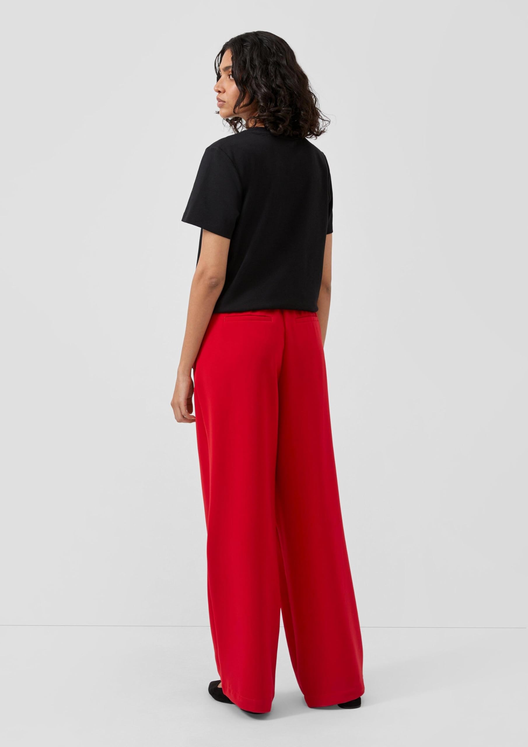 s.Oliver Damen Hose lang, Wide Leg Fließende Hose mit Geradem Bein und Elastikbund