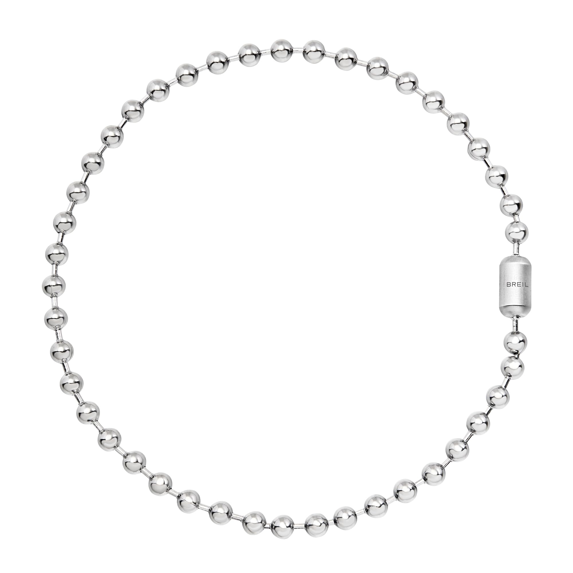 Breil, Collezione Bubble, Collana Uomo in Acciaio, Catena con Sfere in Acciao Lucido, Chiusura con Magnete, Lunghezza 52 cm