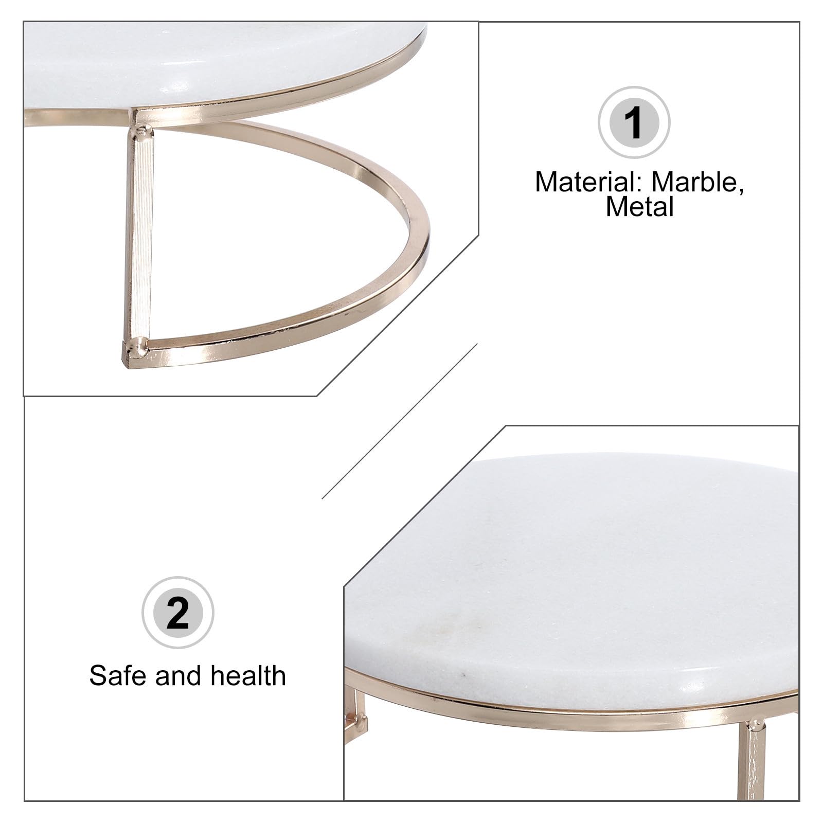 SEWACC Présentoir à Gâteaux en Marbre, Support à Gâteau Stable, Plateau à Gâteau de Mariage, Blanc, Base Épaisse Élargie, Métal, Réutilisable et Facile à Nettoyer, pour Cupcakes et
