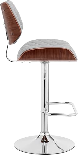 Miniatura 5 de Armen Living Leland Taburete de bar ajustable de piel sintética gris y acabado cromado