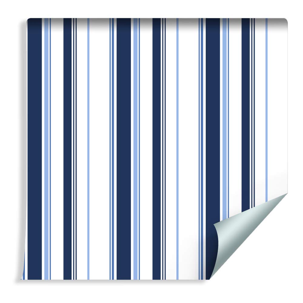 Muralo Papel Pintado en TNT Rayas Blanco Azul Vertical Rayas - 1000x53 cm