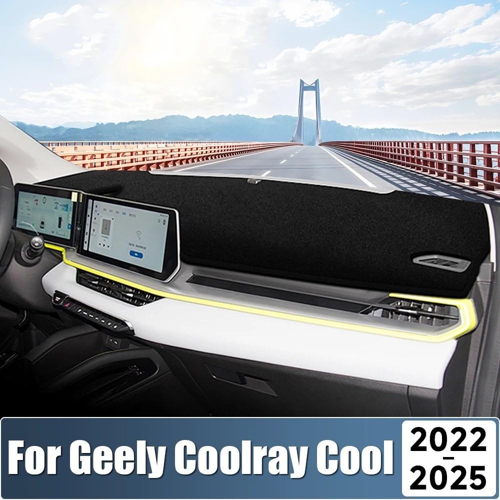 Pasuje do Geely pasuje do Coolray Cool 2022-2025 deska rozdzielcza samochodu osłona przeciwsłoneczna pokrywa instrumentu mata antypoślizgowa(B Black)