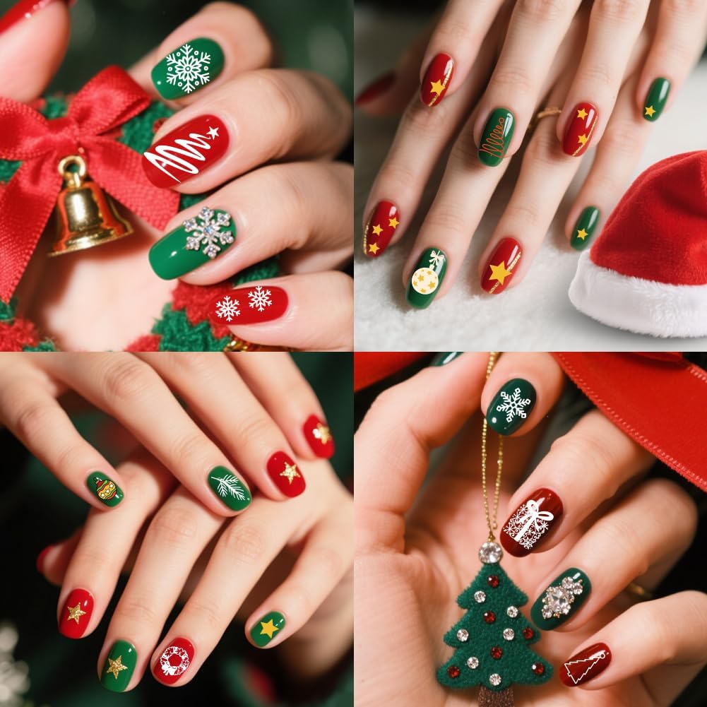 PH PandaHall Christmas Theme Nail Stamping Plates Christmas Tree Wreath Nail Art Designs Snowflakes Snowmen Manicure Art Stencil Bells Santa Claus Nails Design Template for Xmax Manicures Salon, 2pcs