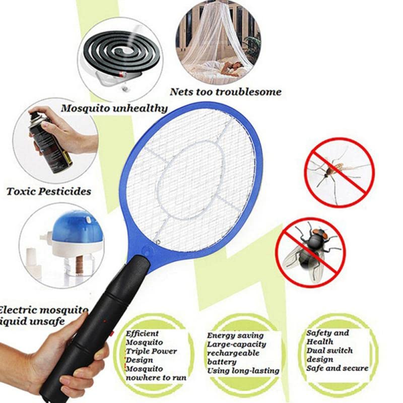 Muggendoderlamp Geëxploiteerd handracket Anti Mosquito 3W 50HZ 2 Aa Batterijen Elektrische Swatter Fly Bug Zapper Racket Pest Insecten Killer Home Muggenverdelger Lamp (Color : 2) - Image 5