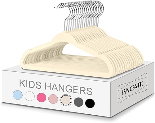 Vista 27 de BAGAIL Perchas de terciopelo para niños de 11 pulgadas, perchas antideslizantes para bebés y niños pequeños (gris, paquete de 50 unidades)